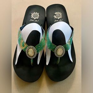 Yellow Box wedge flip flop